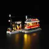Lumibricks set illuminated at night.