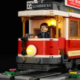 Tram cockpit and headlight.