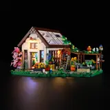 Lumibricks greenhouse glowing at night.