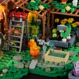Detailed view of Lumibricks garden beds and pergola.