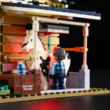 Horse under red light.