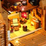 Lumibricks F9018 interior floor and fireplace.