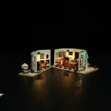 Diner interior, warm lights, open view.