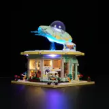 Drive-thru at night, UFO blue, base purple.