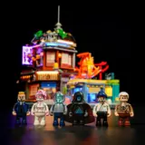 Minifigure line-up with blurred Izakaya.
