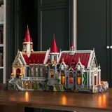 Extended view of lighted Lumibricks castle.
