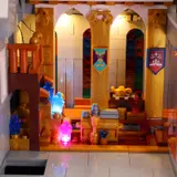 Lighted castle treasury chamber.