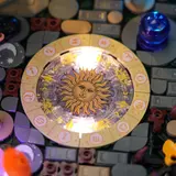 Close-up of Lumibricks Retro House 10014's rotating, backlit astrological platform.