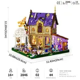 Infographic of Lumibricks Retro House 10014 with specs and dimensions.