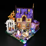 Overhead view of Lumibricks Retro House 10014's illuminated ground level.