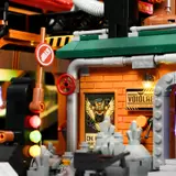 Close-up of 'Void Lab' sign and traffic lights.