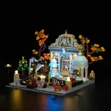 Illuminated Pocket Garden in darkness.