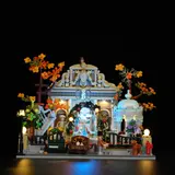Front view of the lit Pocket Garden.