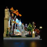 Side view of the illuminated garden.