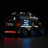 Low rear view, lit convoy.