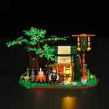 Frontal view of illuminated Ranger Camp.