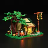Side profile of illuminated camp.