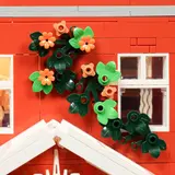 Facade greebling, vines and flowers.