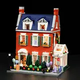 Redbrick Row House on black, lit.