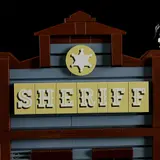 Sheriff sign, backlit detail.