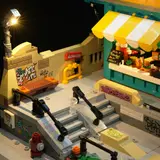 Streetlamp and snack bar.