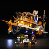 Steamboat crew against glowing backdrop.