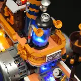 Glowing blue reactor tanks.