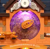 Glowing purple clock close-up.