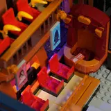 Tiered seating and interior lighting.