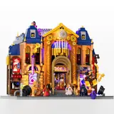 Illuminated Steampunk Opera House facade.