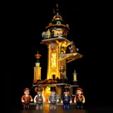 Minifigures before the glowing tower.