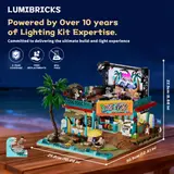 Infographic on Lumibricks lighting expertise and build dimensions.