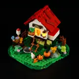 Overhead illuminated Hen House.