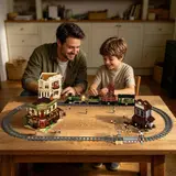Family Building an Old West Scene