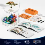 Lumibricks F9072 set components and dimensions overview.
