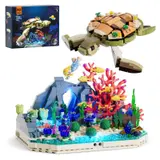 Lumibricks F9072 box and assembled light-up reef with turtle.
