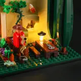 Illuminated outdoor workshop.