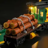 Log car with timber load and chains.