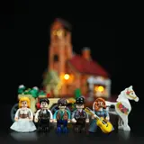 Five minifigures and horse carriage set.