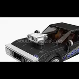 Front view of black Mould King Charger with silver supercharger.