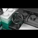 Supercar interior with steering wheel and dashboard.