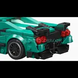 Supercar rear with taillights and spoilers.