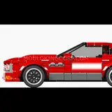 Rear details of the red vintage car model.