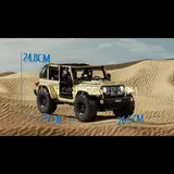 Mould King 13184 Wrangler in desert with dimensions.
